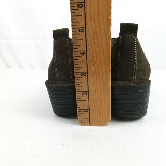 Fly London Wate Bootie Heel Women Size 37 US 6.5/7 Olive Green Suede Leather - Picture 7 of 11